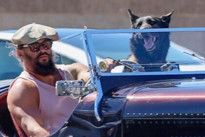 Jason Momoa’s dog steals the show on a vintage Bentley cruise