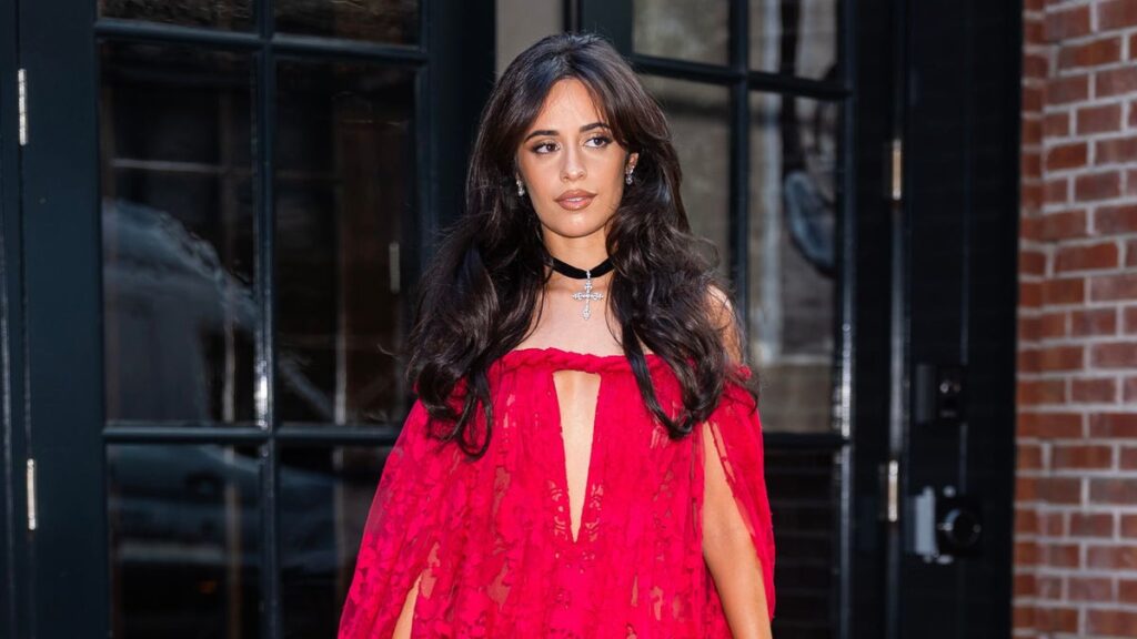 Camila Cabello turns up the heat in a barely-there floral string bikini and a flirty sheer mini dress