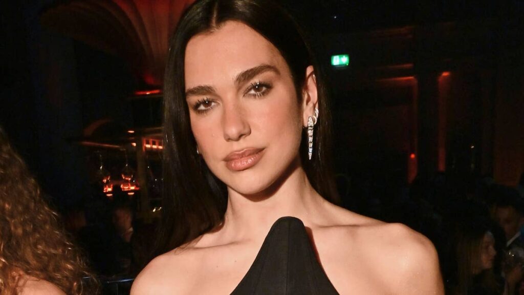 Dua Lipa exposes micro bra in stylish sheer top