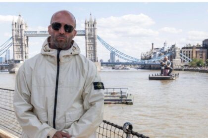 Jason Statham comes face-to-face with his giant inflatable twin for MUTINY