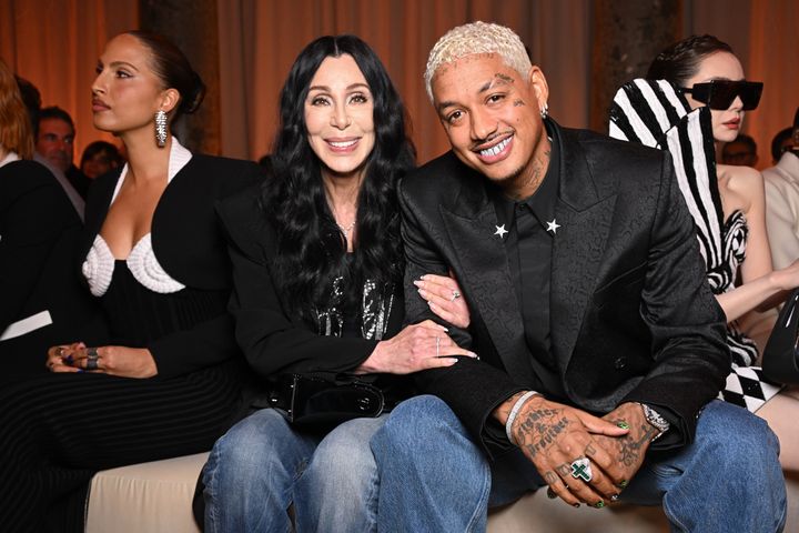 Cher and boyfriend Alexander Edwards at the Balmain show during Paris Fashion Week in February.