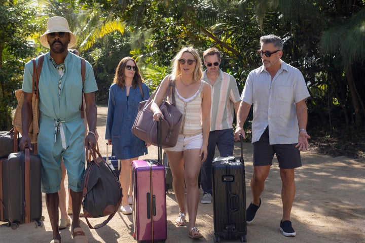 Colman Domingo as Danny, Tina Fey as Kate, Erika Henningsen as Ginny, Will Forte as Jack, and Steve Carell as Nick in "The Four Seasons."