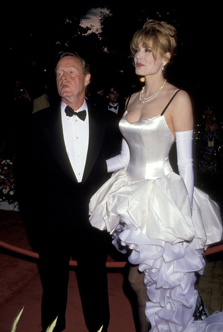 Director Ridley Scott poses with Davis during the 64th Annual Academy Awards.
