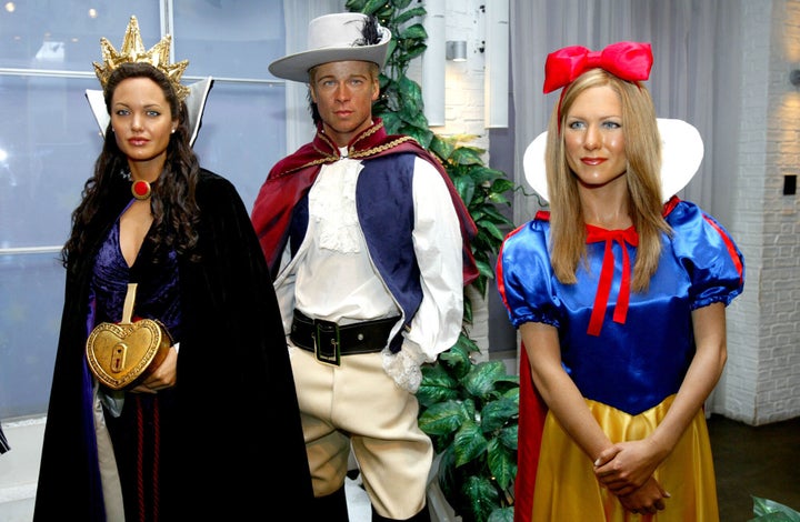 Angelina Jolie, Brad Pitt and Jennifer Aniston -- well, their wax figures -- at the Madame Tussauds in London.