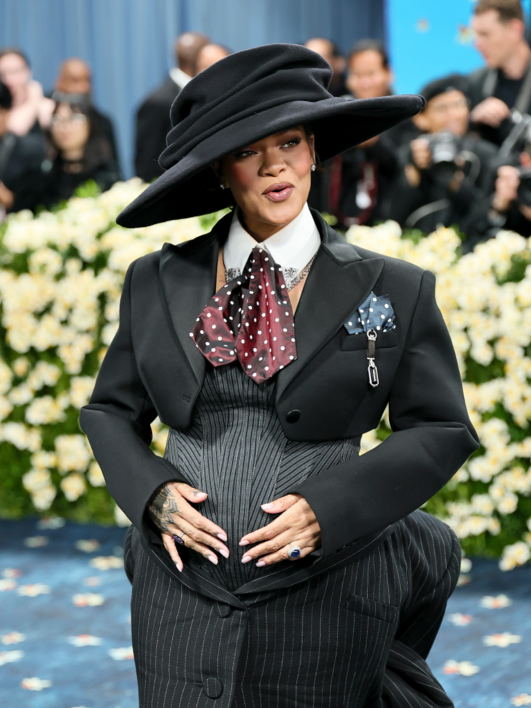 NEW YORK, NEW YORK - MAY 05: Rihanna attends The 2025 Met Gala Celebrating "Superfine: Tailoring Black Style" - Arrivals at Metropolitan Museum of Art on May 05, 2025 in New York City. (Photo by Theo Wargo/FilmMagic)