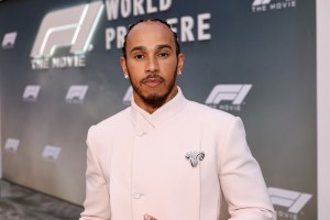 A still image of Lewis Hamilton at the "F1" world premiere.